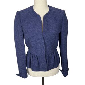 REISS Peplum Textured Blazer Blue Sz S EUC